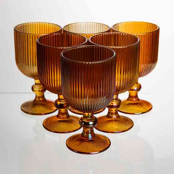 Набір келихів для вина 6 штук 240 мл на ніжці скляні Бурштиновий Yiwu HP-19-209 Коломыя