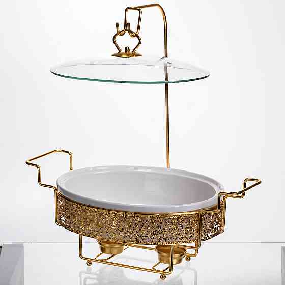 Настольная фарфоровая мармитница 2.5 л с подставкой Киев