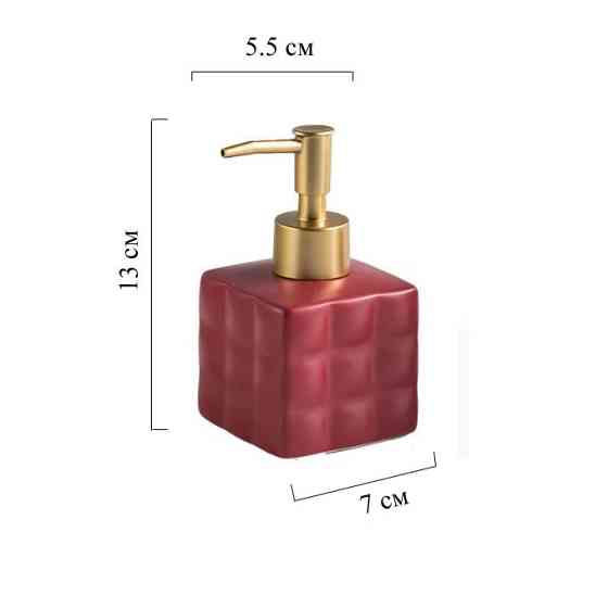 Дозатор для рідкого мила керамічний, диспенсер мила для ванни та кухні Червоний Кам'янець-Подільський