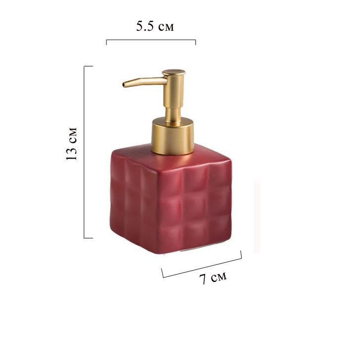 Дозатор для рідкого мила керамічний, диспенсер мила для ванни та кухні Червоний Кам'янець-Подільський - фото 4