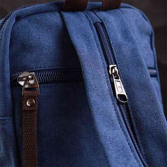 Универсальная сумка-рюкзак с двумя отделениями из плотного текстиля Vintage 22165 Синий Киев