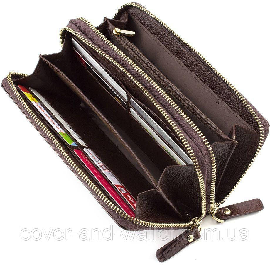 Жіночий коричневий лаковий гаманець із двома блискавками ST Київ - фото 2