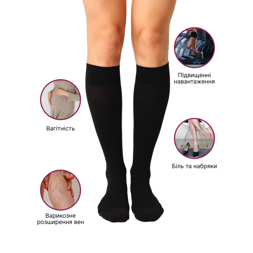 Гольфы компрессионные медицинские мужские 2 класс длинные (черные) Cotton Хлопок 4 Днепр - изображение 2