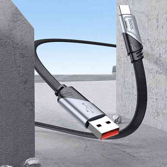 Кабель HOCO U119 USB to Type-C 5A, 1.2m, nylon, aluminum connectors, Black (6942007605007) Киев