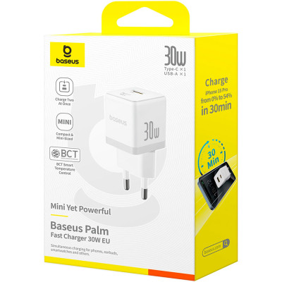 Зарядное устройство Baseus 1xUSB-C 30W + 1xUSB white (P1011160A213-00) Винница - изображение 7