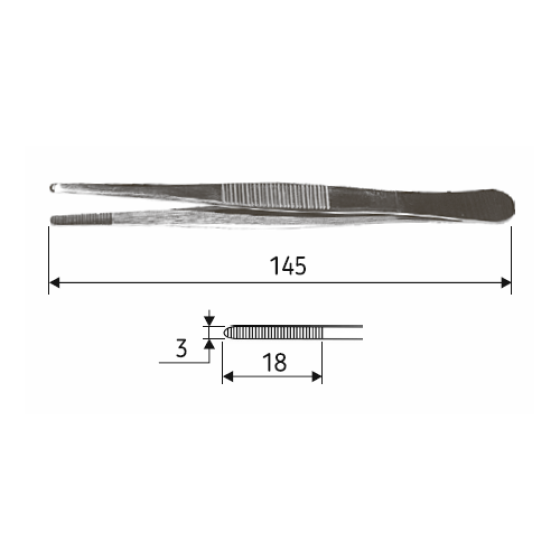 Пінцет анатомічний 14,5 cм J-16-014 Дніпро