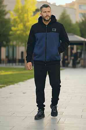 Теплий спортивний костюм чоловічий із флісом Чорний, 52 Харків