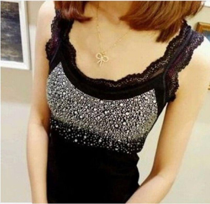 Майка черная женская с камнями one size черный Киев - изображение 3