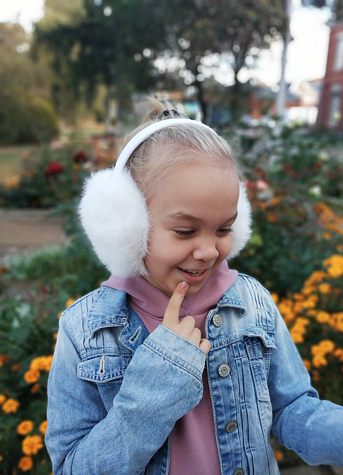 Хутряні навушники дитячі з кролика Білий Харків - фото 1