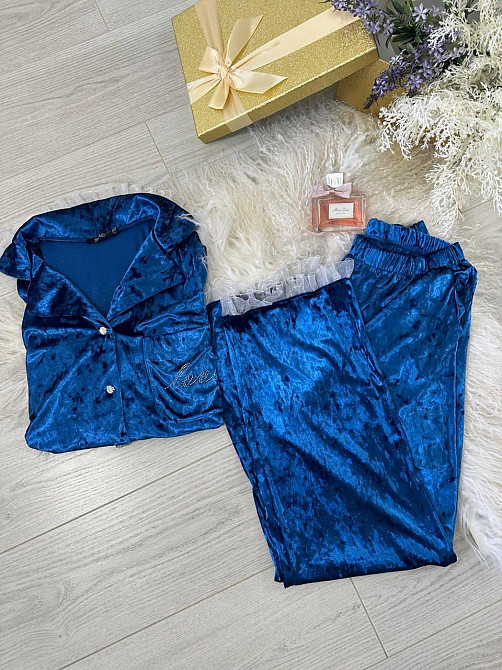 Женская домашняя повседневная пижама из мраморного велюра Электрик, 42/44 Одесса - изображение 6