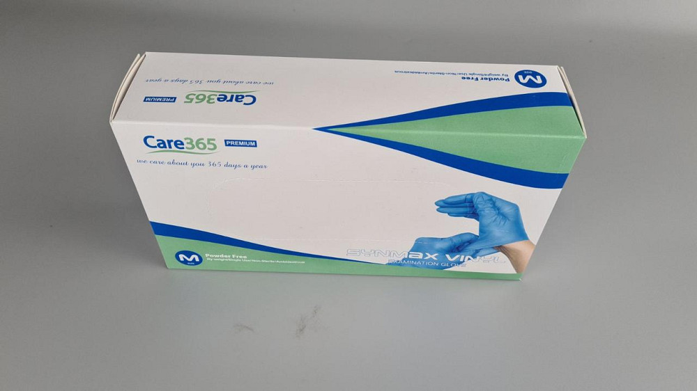 Рукавиці Вініл Сині (100 шт.) розмір M "CARE 365" (1 пачка) Харків - фото 2