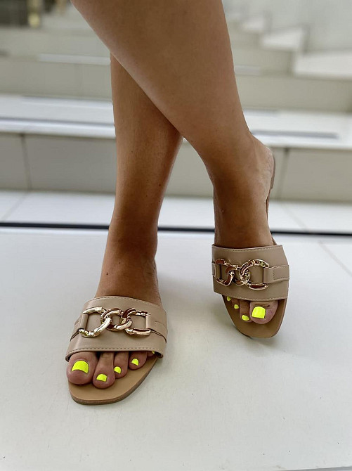 Seben Зручні шльопанці жіночі еко-шкіра бежеві на низькому ходу Seben T118-3 р. 38, 40, 41 / Шл Коломыя - изображение 8