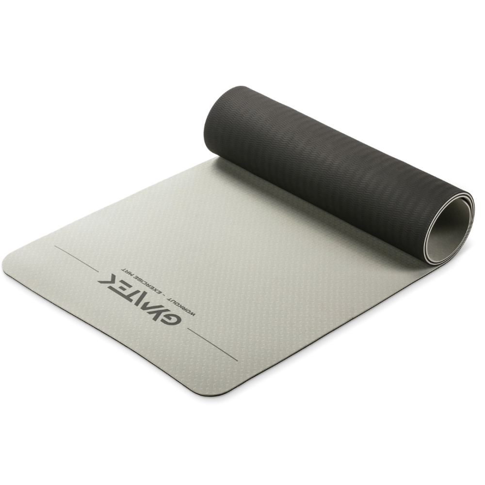 Килимок (мат) для фітнесу та йоги Gymtek Premium TPE 0,6см сіро-чорний Київ - фото 1