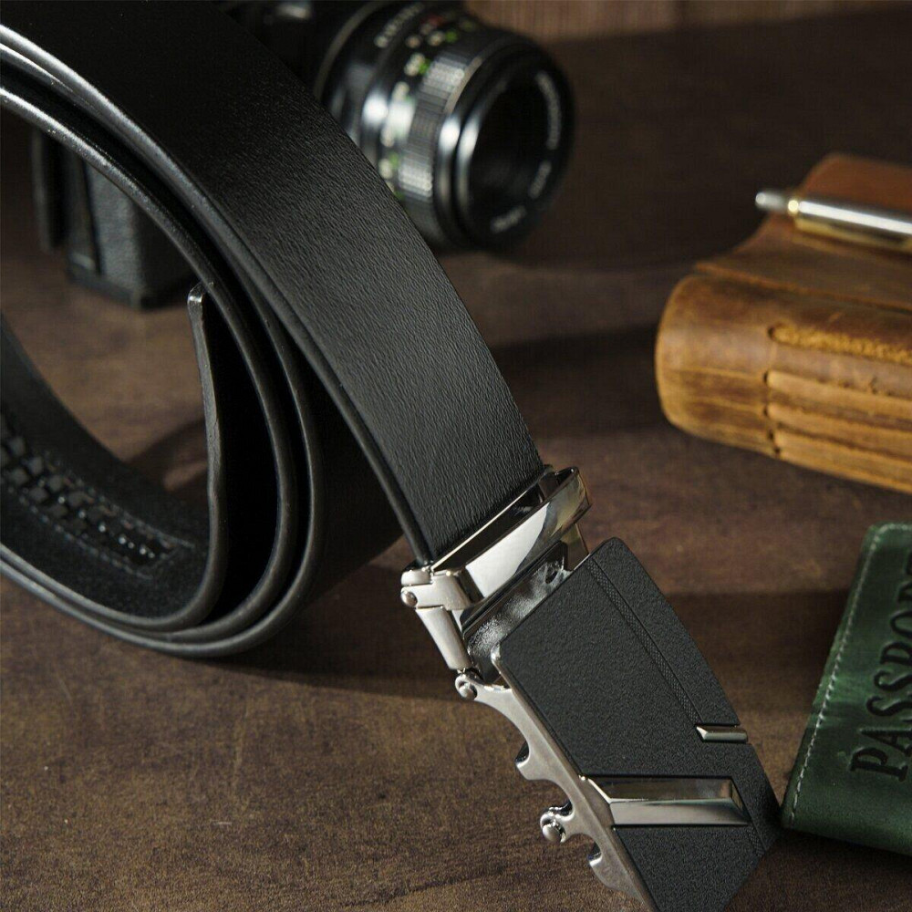 Ремень мужской c черной матовой пряжкой Vintage 20329 Черный Киев - изображение 8