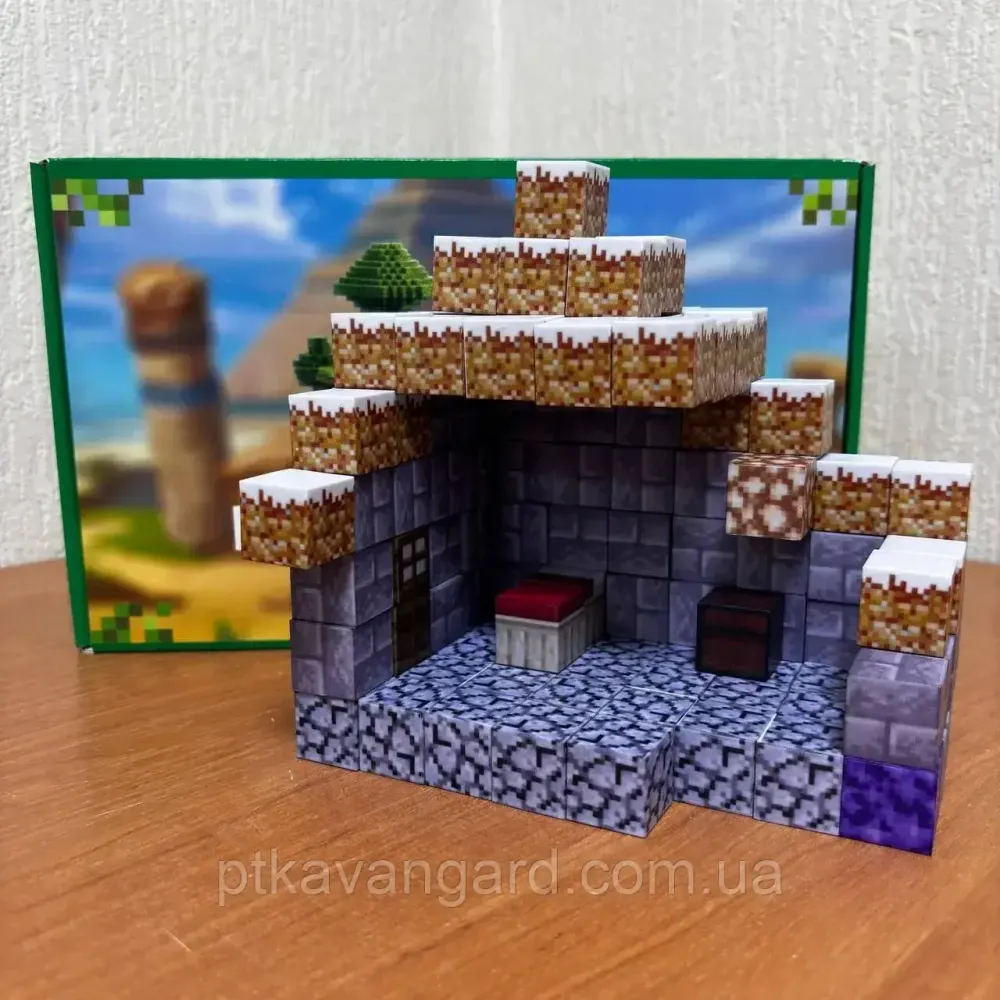 Магнітний конструктор майнкрафт 119 магнітних блоків сніговий будиночок з фігурками Dream World LZCK 036 Хмельницький - фото 2