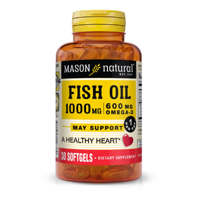 Жирні кислоти Mason Natural Риб&apos;ячий жир і Омега 3 1000/600мг, Fish Oil &amp; Omega 3, 30 ге (MAV14638) Вінниця - фото 1