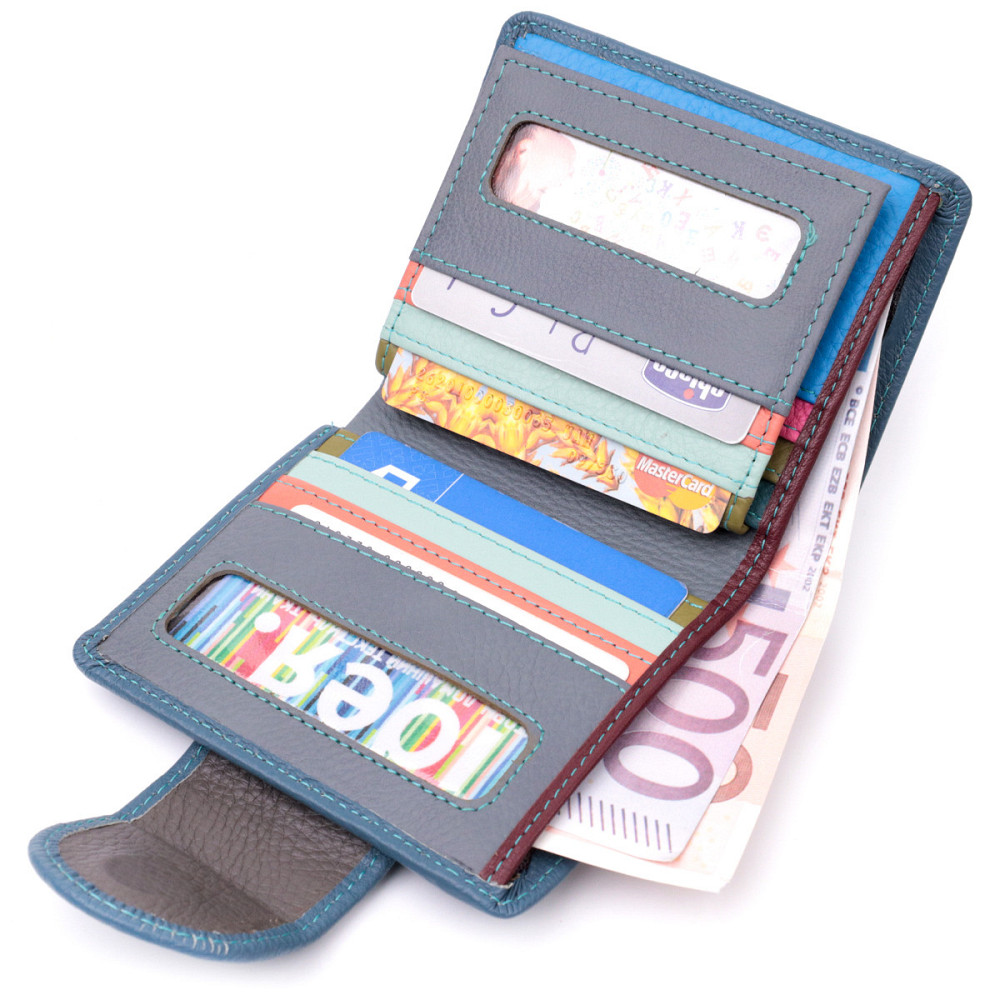 Красивое кожаное портмоне с монетницей снаружи для стильных женщин ST Leather 19457 Бирюзовый Киев - изображение 7