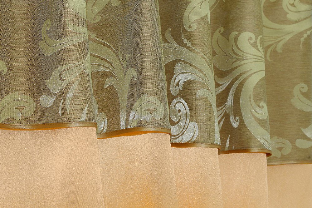 Кухонные шторы VR-Textil № 073к с ламбрекеном и подхватами персиковый с золотистым 270х170 см (52-0194) Киев - изображение 4