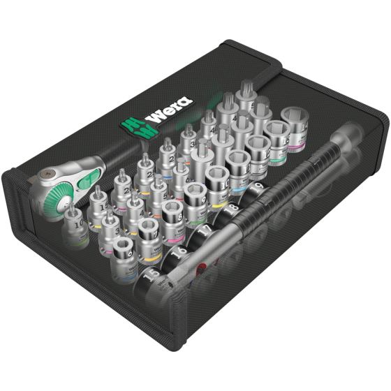 Набір торцевих головок з тріскачкою, подовжувачем 3/8" 35од. Wera Zyklop Speed 8100 SB All-in 05004090001 Одеса
