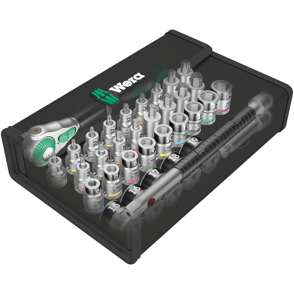 Набір торцевих головок з тріскачкою, подовжувачем 3/8" 35од. Wera Zyklop Speed 8100 SB All-in 05004090001 Одеса - фото 3