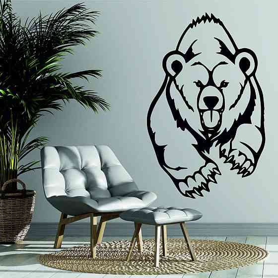 Декоративне настінне Панно «Ведмідь» Декор на стену 90*57 см, Чорний Київ