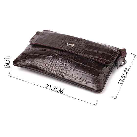 Елегантний клатч для чоловіків із натуральної фактурної шкіри CANPELLINI 21547 Коричневий Київ