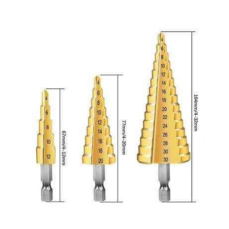 Набір ступінчастих свердел 4-32 мм DoVVALT 8566, 3 шт. Винница