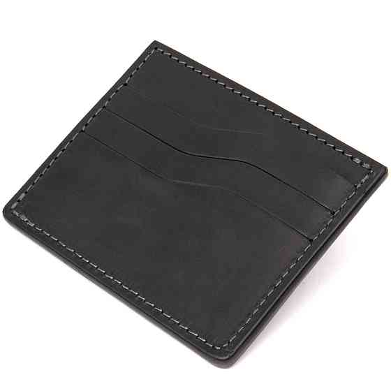 Практичний шкіряний картхолдер GRANDE PELLE 11499 Чорний Київ