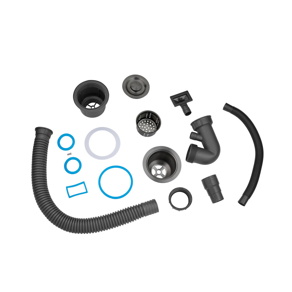 Кухонная мойка с нержавеющей стали интегрированная Kroner KRP Schwarze - 6350RHM PVD (3/1 мм) черная Киев - изображение 9