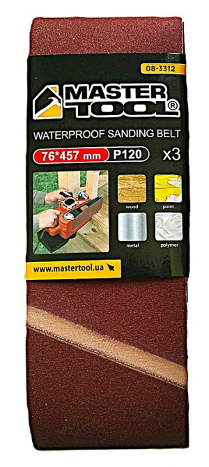 MASTERTOOL Стрічка шліфувальна MASTERTOOL зерно 120 76×457 мм 3 шт 08-3312 Коломыя - изображение 1