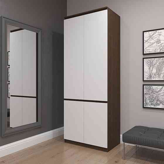 Шкаф для одежды VAYS R-10 Венге Темный-Белый фасад, с полками и штангой, без ручек, ЛДСП, 80×50×211 см - для спальни, гостиной, прихожей Львов