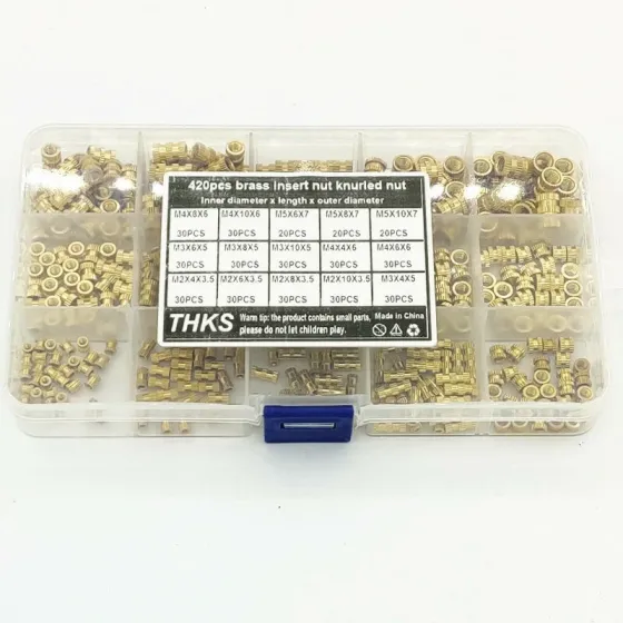 Набор закладных гаек с накаткой 420 шт, латунные гайки с внутренней резьбой комплект Киев