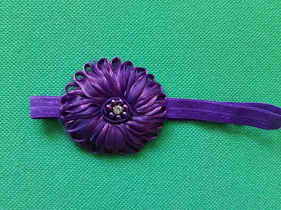 Повязка для девочки фиолетовая - размер цветка 7см, размер универсальный (на резинке) Киев