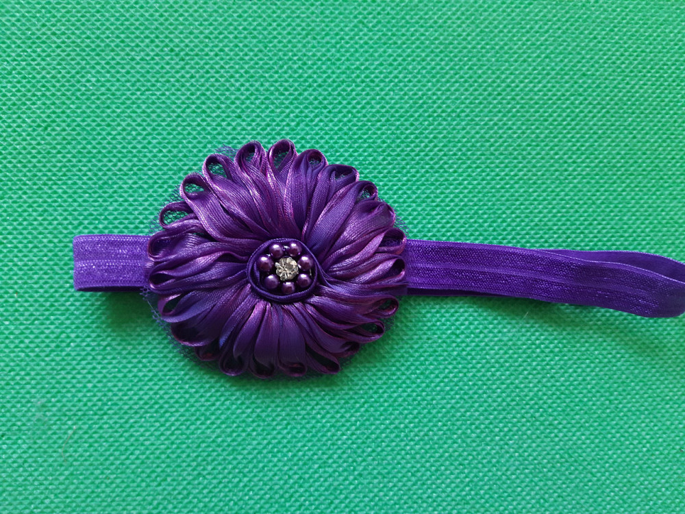 Повязка для девочки фиолетовая - размер цветка 7см, размер универсальный (на резинке) Киев - изображение 1