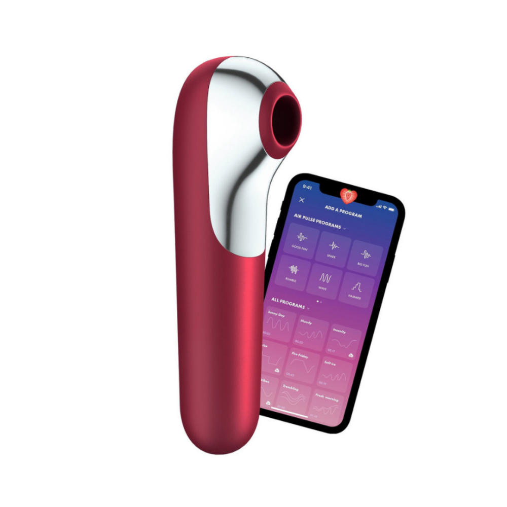 Вакуумный стимулятор и вибраторDual Love, двухсторонний цвет: красныйSatisfyer (Германия) Sex Aura Киев - изображение 1
