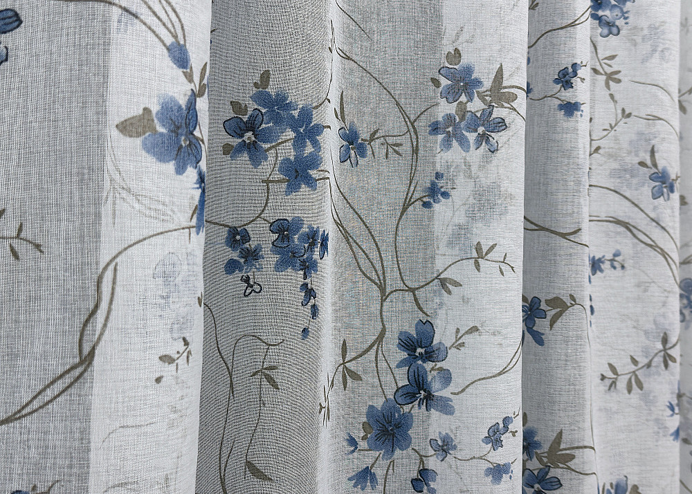 Тюль VR-Textil 1533т Flora Батист Білий із синьо-коричневим 300х270 см (42-0444) Київ - фото 6