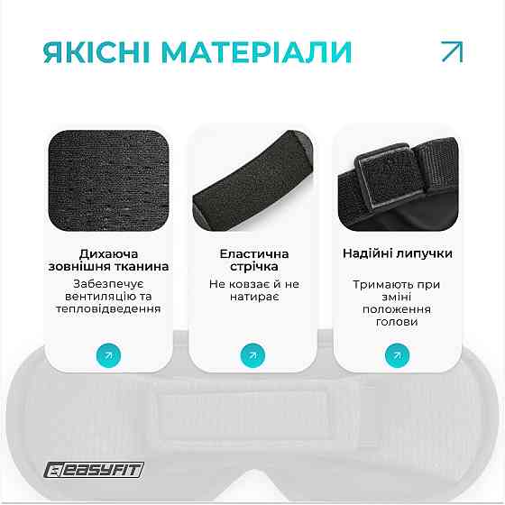 Маска для сну 3D EasyFit Dream з ефектом пам’яті (чорна) Коломия