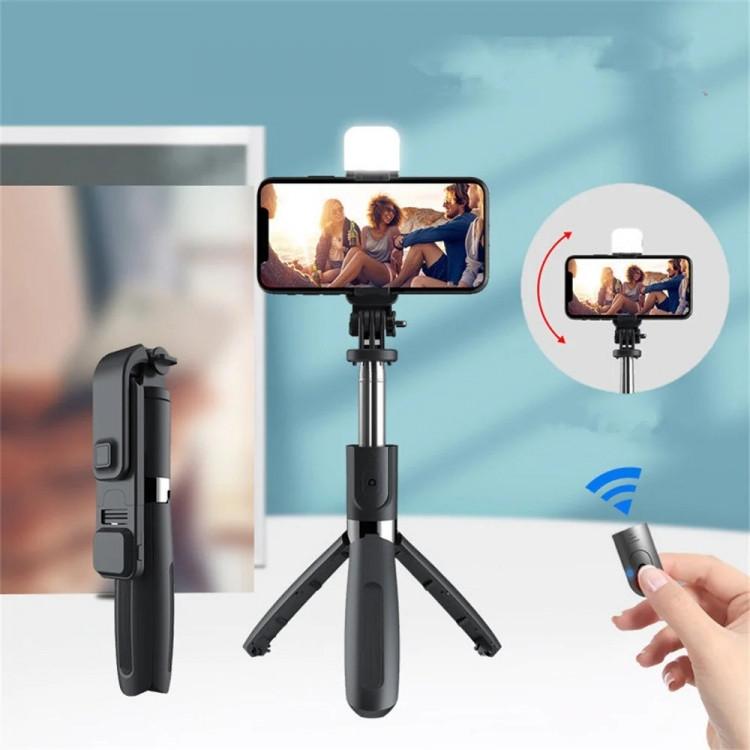 Штатив с подсветкой 3 в 1 для телефона селфи палка с кнопкой-пультом Bluetooth Винница - изображение 1