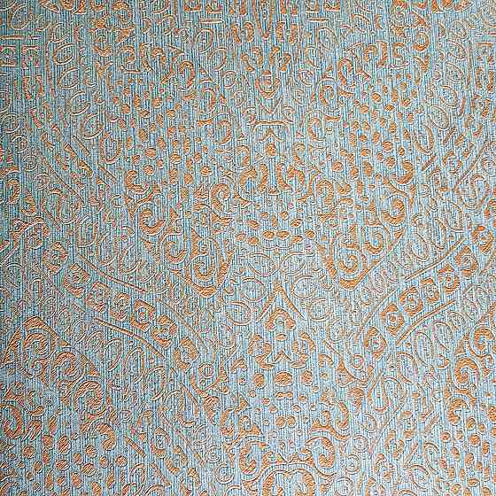 Шпалери метрові вінілові на флізелін Yuanlong Samsara східний малюнок блакитний бірюзовий з золотом Київ