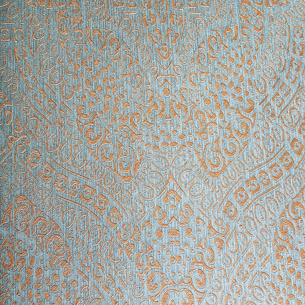 Шпалери метрові вінілові на флізелін Yuanlong Samsara східний малюнок блакитний бірюзовий з золотом Київ - фото 3