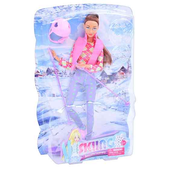 Дитяча лялька "Лижниця" 8520(Pink) рожевий, шарнірна 29 см Вінниця