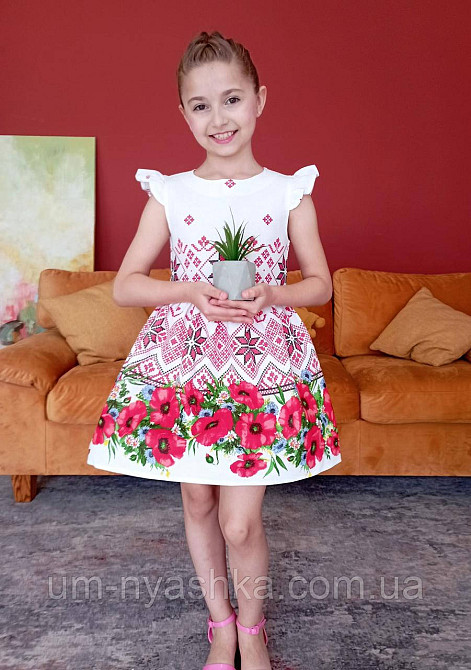 Дитяче українське плаття "Маки на білому" Кривий Ріг - фото 6