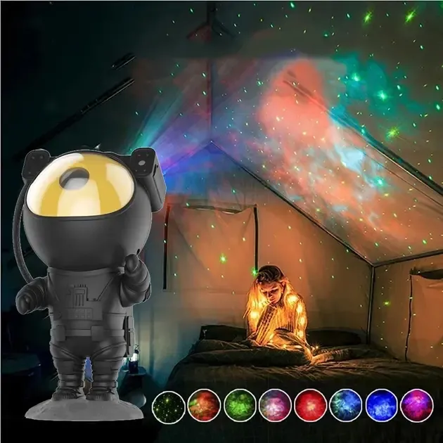 Ночник LED "Астронавт" / Лазерный проектор звездного неба BLACK Космонавт Коломия - фото 1