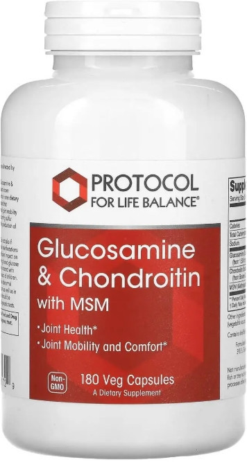 Глюкозамин и хондроитин с МСМ Protocol for Life Balance Glucosamine & Chondroitin with MSM 180 капс Киев - изображение 1