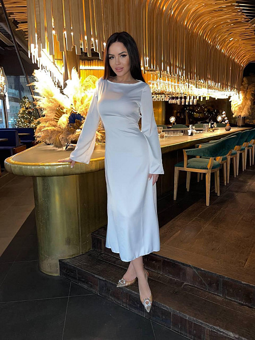 Жіноча стильна довга елегантна сукня дабл шовк Молочний, 46/48 Одеса - фото 6