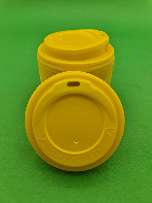 Кришка під стакан паперовий Ф90 (гар) жовта Маестро (50 шт) Харків - фото 2