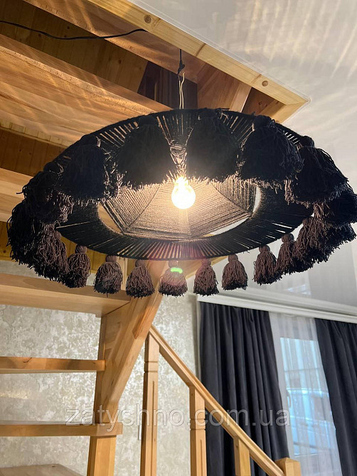 Люстра плетеная черная  круглая Киев - изображение 6