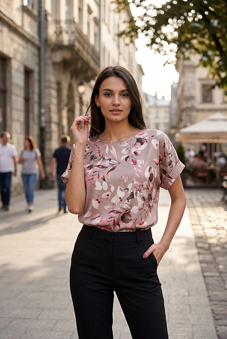 Женская футболка из шелка Цветы XL/2XL Харьков - изображение 4