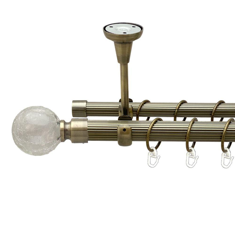 Карниз Orvit Сепія металевий дворядний відкритий до стелі рифлена труба кільце металеве Антик 25\19 мм 160 см (00-00018901) Львів - фото 1