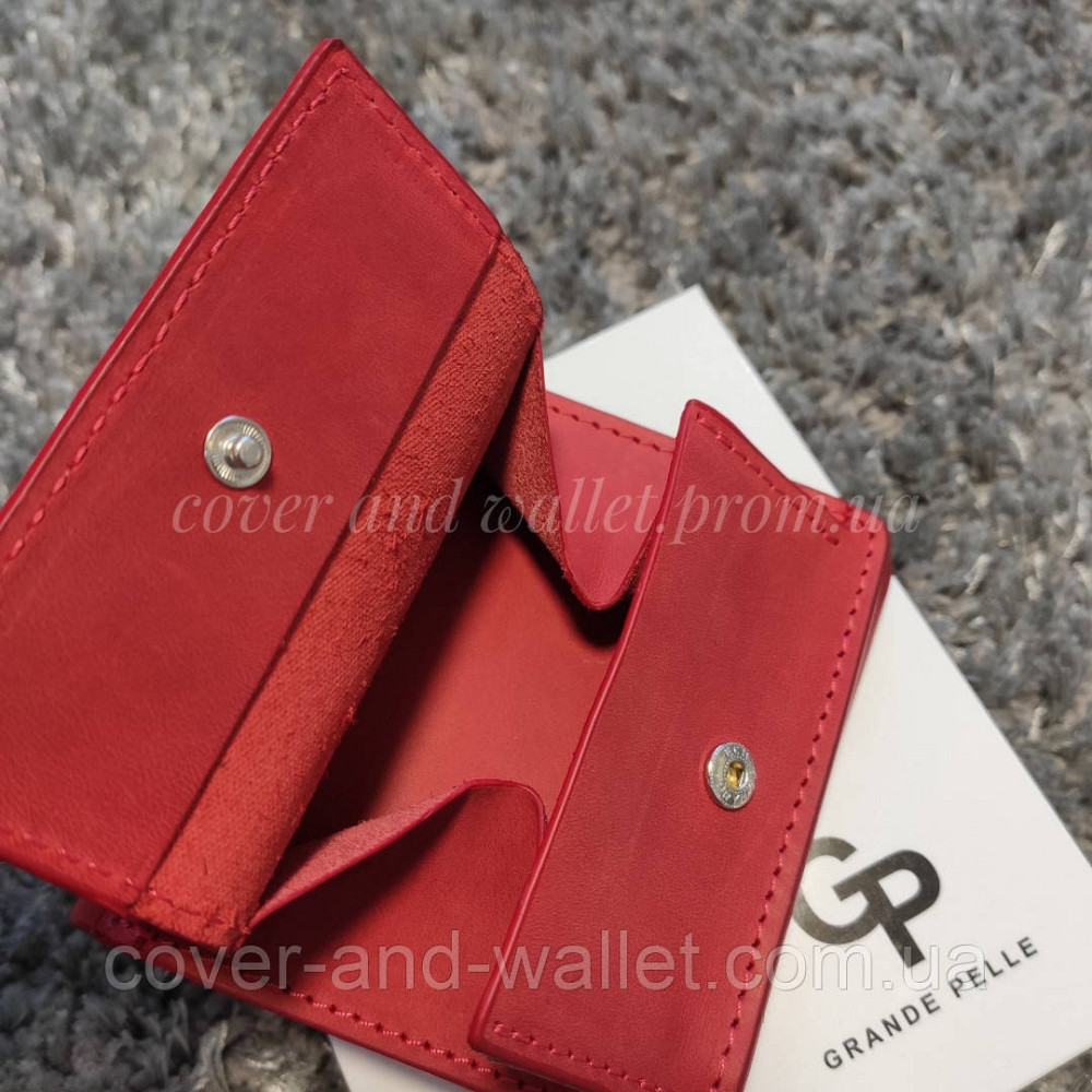 Червоний невеликий шкіряний жіночий гаманець ручної роботи Grande Pelle Lettera Київ - фото 6